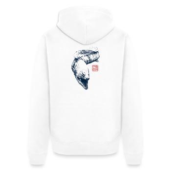 Moray eel with kanji stamp - Unisex Premium Organic Zip Hoodie - white - Back - Thijin (182cm)