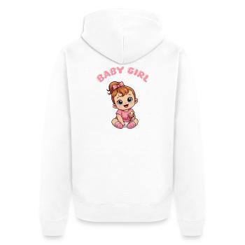 Dessin animé de la petite fille avec tétine - Veste à capuche bio Premium Unisexe - blanc - Dos - Thijin (182cm)