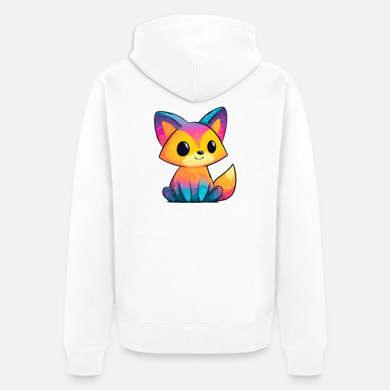 Dessin animé Rainbow Fox - Veste à capuche bio Premium Unisexe - blanc