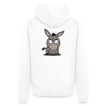 Dessin animé de l’âne en colère - Veste à capuche bio Premium Unisexe - blanc - Dos - Thijin (182cm)
