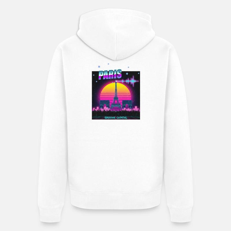 Paris Retro Wave Techno - Veste à capuche bio Premium Unisexe - blanc