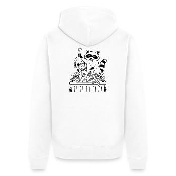 Raccoon Deluxe Dinner - Unisex Premium Bio Zip Hoodie - Weiß - Hinten - Thijin (182cm)