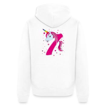 Einhorn,  7 Jahre alt, 7. Geburtstag, Kind - Unisex Premium Bio Zip Hoodie - Weiß - Hinten - Thijin (182cm)