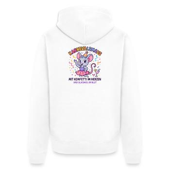 Carnaval : Souris Confettis en Cœur de Carnaval - Veste à capuche bio Premium Unisexe - blanc - Dos - Thijin (182cm)