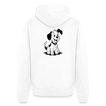 Fröhlicher Cartoon-Hund Outline - Unisex Premium Bio Zip Hoodie - Weiß - Hinten - Thijin (182cm)