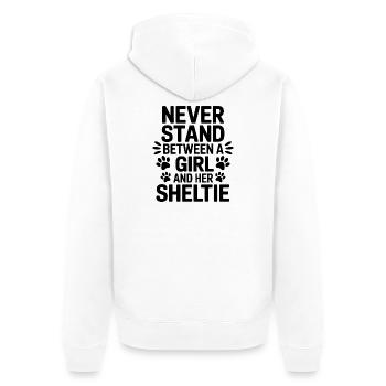 Expressions du chien de berger des Shetland, drôle de cadeau Sheltie - Veste à capuche bio Premium Unisexe - blanc - Dos - Thijin (182cm)