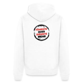 Fährste quer, siehste mehr – Drift & Tuning Spruch - Unisex Premium Bio Zip Hoodie - Weiß - Hinten - Thijin (182cm)