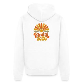 Rimini 2026 Sunburst - Unisex Premium Organic Zip Hoodie - white - Back - Thijin (182cm)