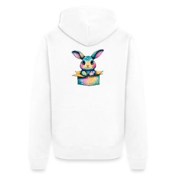 Colorful bunny in a box - Unisex Premium Organic Zip Hoodie - white - Back - Thijin (182cm)