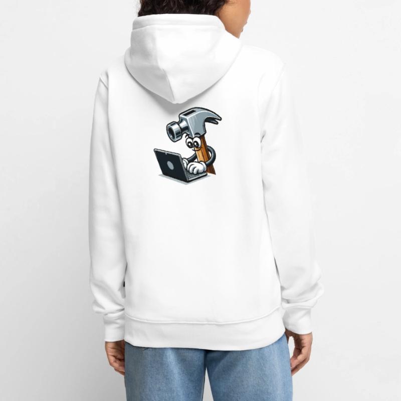 HammerCode: Werkzeug trifft Bits Unisex Premium Bio Zip Hoodie