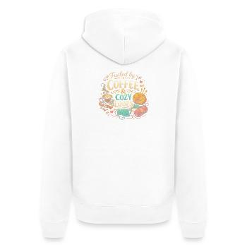 Alimenté par le café et les boucles douillettes - Veste à capuche bio Premium Unisexe - blanc - Dos - Thijin (182cm)