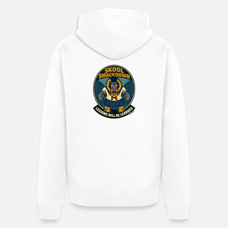 Schule Smackdown Primaten Affe Mandrill - Unisex Premium Bio Zip Hoodie - Weiß