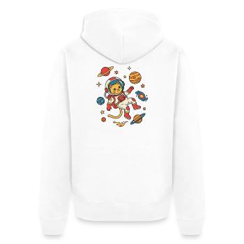 Astronaut Cat Galaxy Adventure - Unisex Premium Bio Zip Hoodie - Weiß - Hinten - Thijin (182cm)