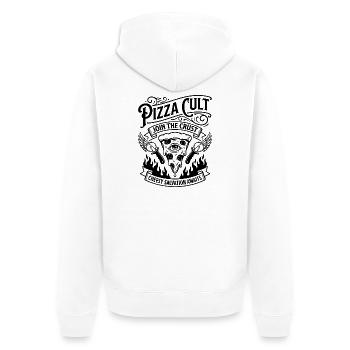 Pizza Cult Cheesy Salvation - Unisex Premium Organic Zip Hoodie - white - Back - Thijin (182cm)