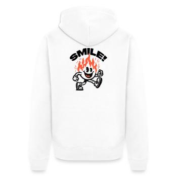 Souris ! Ami Fougueux Smiley - Veste à capuche bio Premium Unisexe - blanc - Dos - Thijin (182cm)