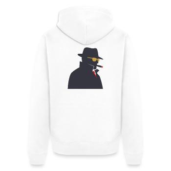 Schattendetektiv mit Zigarre - Unisex Premium Bio Zip Hoodie - Weiß - Hinten - Thijin (182cm)