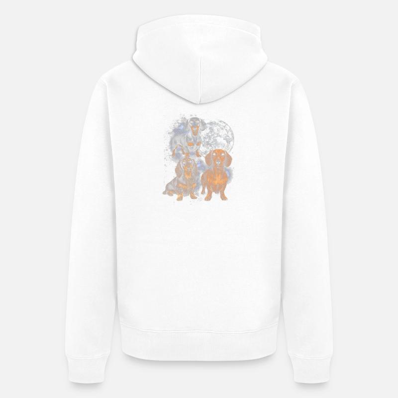 Teckel dans la lune spatiale - Veste à capuche bio Premium Unisexe - blanc