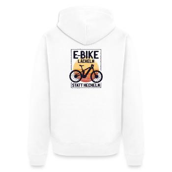 Sourire d’e-bike au lieu de haleter, en disant drôle - Veste à capuche bio Premium Unisexe - blanc - Dos - Thijin (182cm)