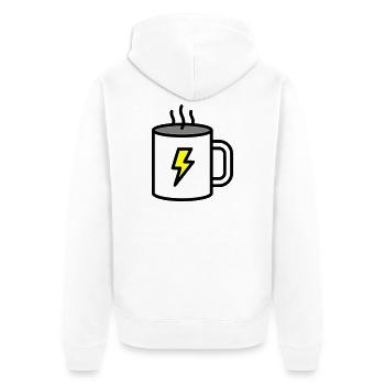 Starker Kaffee Tasse Strom - Unisex Premium Bio Zip Hoodie - Weiß - Hinten - Thijin (182cm)