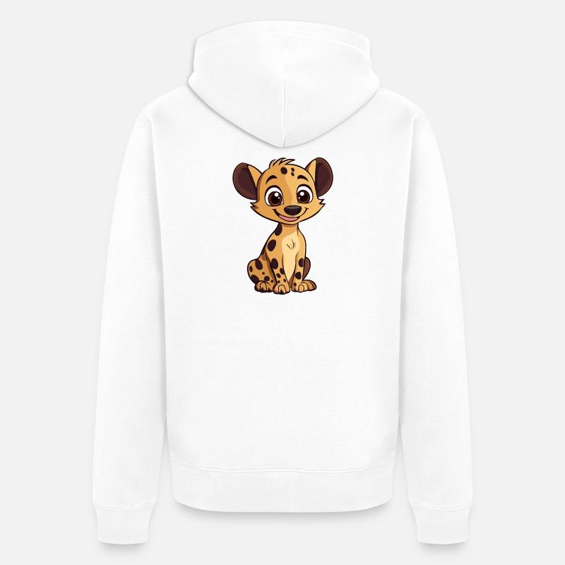Dessin animé de petit hyène câlin - Veste à capuche bio Premium Unisexe - blanc