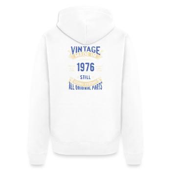 Vintage 1976 läuft immer noch stark - Unisex Premium Bio Zip Hoodie - Weiß - Hinten - Thijin (182cm)
