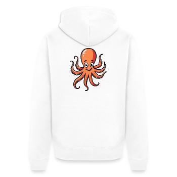 Costume de pieuvre Poulpe Animal marin Carnaval océanique - Veste à capuche bio Premium Unisexe - blanc - Dos - Thijin (182cm)
