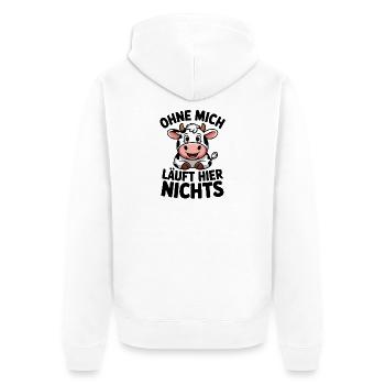 Nothing works without me Funny cow farm - Unisex Premium Organic Zip Hoodie - white - Back - Thijin (182cm)