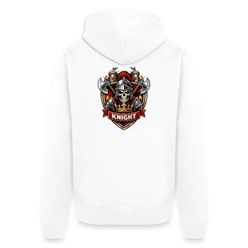 Kreuzritter Schädel Emblem - Unisex Premium Bio Zip Hoodie - Weiß - Hinten - Thijin (182cm)
