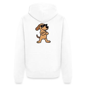 Sunglasses Dachshund Charm - Unisex Premium Organic Zip Hoodie - white - Back - Thijin (182cm)