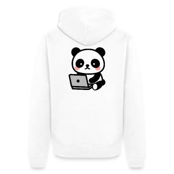 Kawaii Geeky Panda – Niedliche Zeichnung - Unisex Premium Bio Zip Hoodie - Weiß - Hinten - Thijin (182cm)