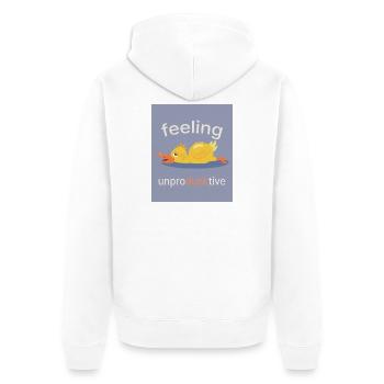 Feeling Unproducktive – Duck Mood - Unisex Premium Organic Zip Hoodie - white - Back - Thijin (182cm)