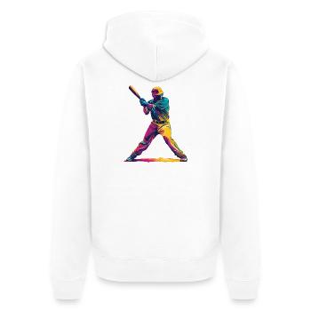 Farbexplosion Baseballschläger - Unisex Premium Bio Zip Hoodie - Weiß - Hinten - Thijin (182cm)