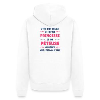 Princess and Pétueuse – daring humor - Unisex Premium Organic Zip Hoodie - white - Back - Thijin (182cm)