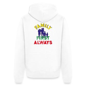 La famille d’abord, toujours - Veste à capuche bio Premium Unisexe - blanc - Dos - Thijin (182cm)