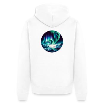Northern Lights over mountain landscape - Unisex Premium Organic Zip Hoodie - white - Back - Thijin (182cm)