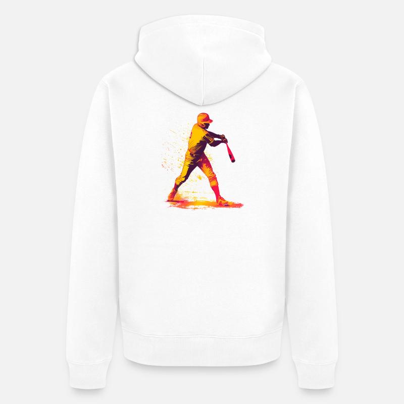 Farbexplosion Baseball-Schläger - Unisex Premium Bio Zip Hoodie - Weiß