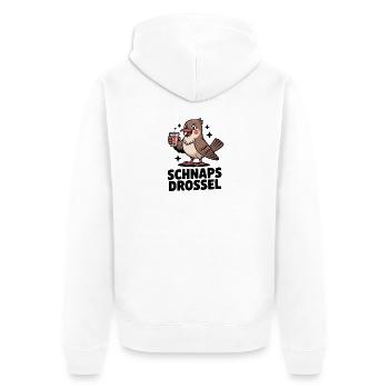 Schnaps Drossel Lustiger Party Vogel Spruch - Unisex Premium Bio Zip Hoodie - Weiß - Hinten - Thijin (182cm)