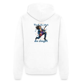 Energetischer Gitarrist zeigt Machtverhältnisse - Unisex Premium Bio Zip Hoodie - Weiß - Hinten - Thijin (182cm)