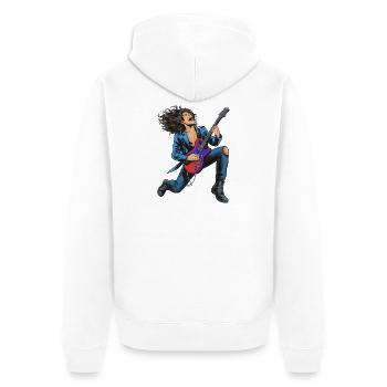 High-energy rock guitar performance - Unisex Premium Organic Zip Hoodie - white - Back - Thijin (182cm)
