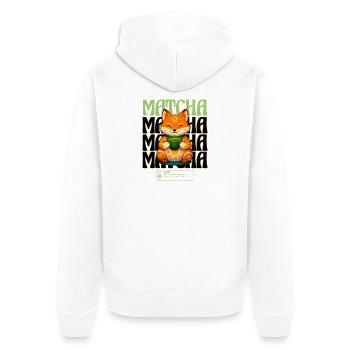 Matcha Fox Zen Tea Enjoyment - Unisex Premium Organic Zip Hoodie - white - Back - Thijin (182cm)