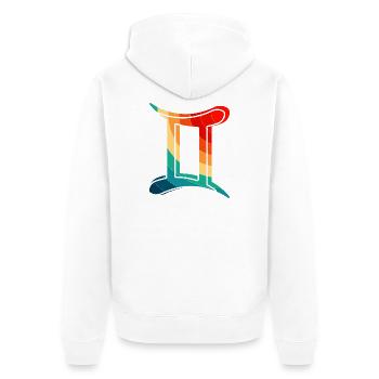 Gémeaux, signe zodique de l’horoscope et de l’astrologie - Veste à capuche bio Premium Unisexe - blanc - Dos - Thijin (182cm)
