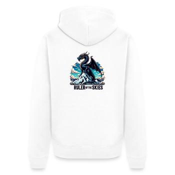 Drachenhimmel über Bergkette - Unisex Premium Bio Zip Hoodie - Weiß - Hinten - Thijin (182cm)