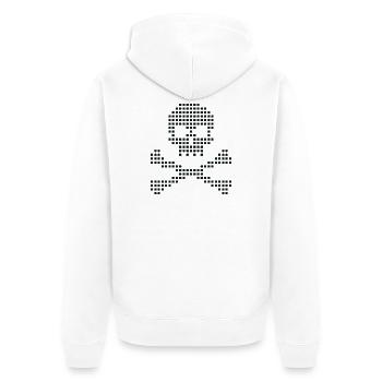 Pixel Totenkopf gekreuzte Knochen - Unisex Premium Bio Zip Hoodie - Weiß - Hinten - Thijin (182cm)