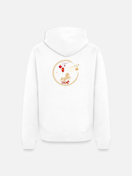 Chinese New Year 2026 – Jahr des Pferdes - Unisex Premium Bio Zip Hoodie - Weiß