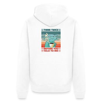 Réfléchissez deux fois au café du matin Axolotl Morning Grouch Design - Veste à capuche bio Premium Unisexe - blanc - Dos - Thijin (182cm)