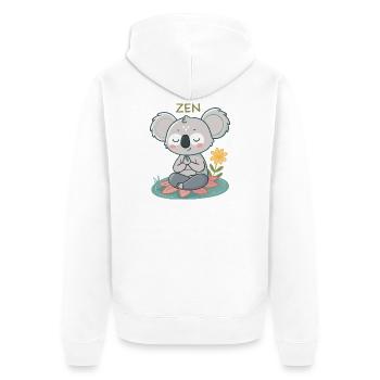 Koala Zen sur Lotus - Veste à capuche bio Premium Unisexe - blanc - Dos - Thijin (182cm)