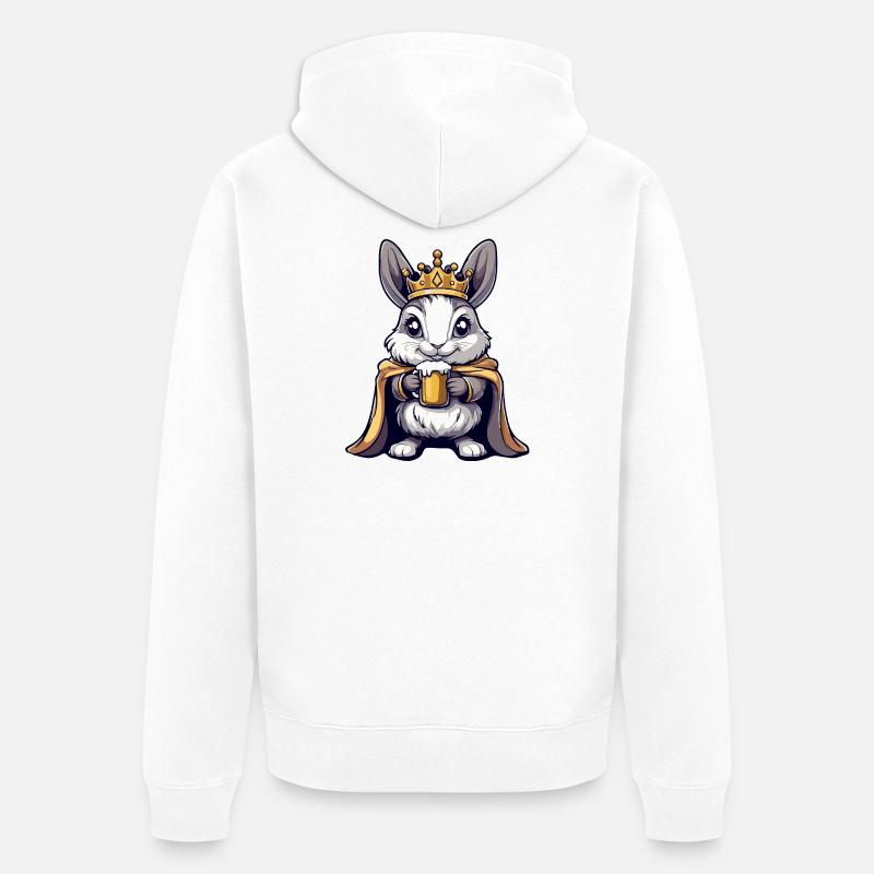 Le Roi de la Bière Lapin - Veste à capuche bio Premium Unisexe - blanc