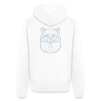 Minimalistische Waschbär Kopf Silhouette Design - Unisex Premium Bio Zip Hoodie - Weiß - Hinten - Thijin (182cm)