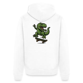 Green dino on skateboard - Unisex Premium Organic Zip Hoodie - white - Back - Thijin (182cm)