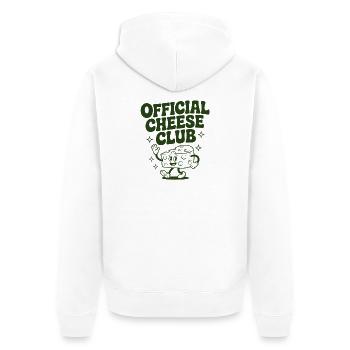 Official Cheese Club | Cheese love - Unisex Premium Organic Zip Hoodie - white - Back - Thijin (182cm)